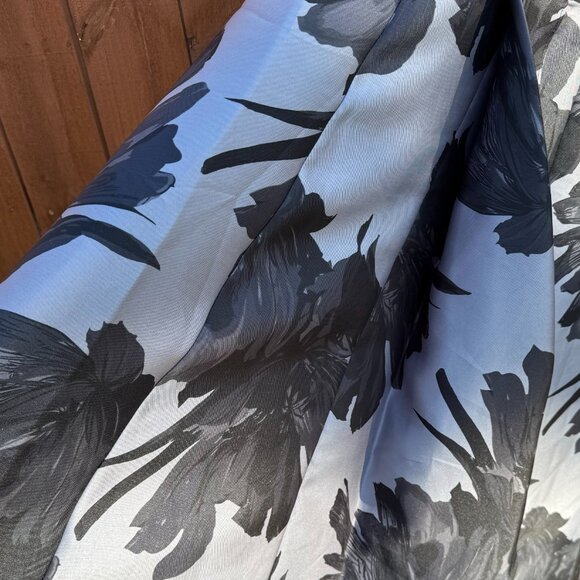 R&M Richards Black & Grey Floral High-Lo Tie Dress 3/4 Sleeves Size 14 - Picture 4 of 7